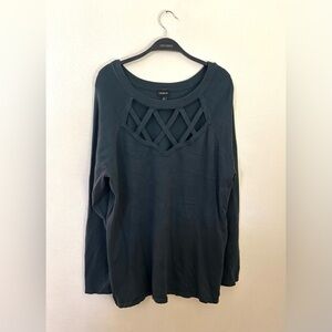 Torrid Green Lattice Long Sleeve Top